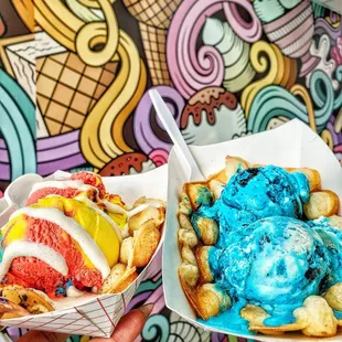 two different flavors of ice cream
