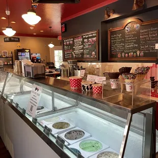 an ice cream shop with a variety of ice creams