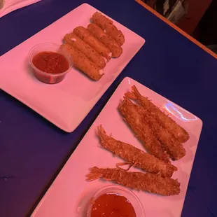 Tempura shrimp and mozzarella sticks