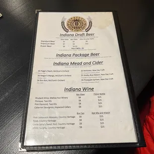 a menu for indian dining
