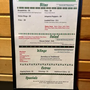 the scoreboard of a restaurant