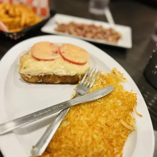 NJ Tuna Melt with a side of Hashbrowns and homemade Corned Beef Hash