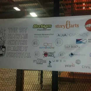 Banner in front near entrance