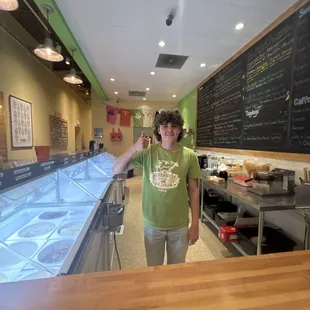 AMAZING!!! COME HERE!!, ice cream is so creamy and good. love the colors and flavors of the store. worker was adequate.