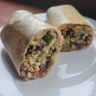 two burritos on a plate