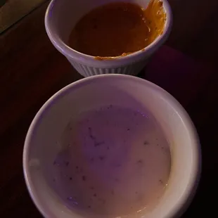 Salad dressing for my nachos because there is no salsa here