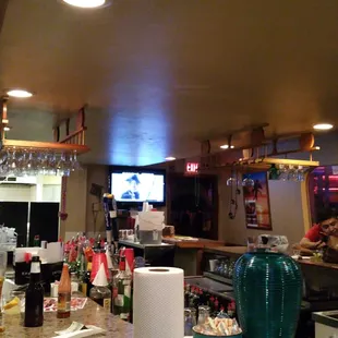 Inside of the bar in the boat.