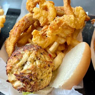 Cecil's seafood platter with fries