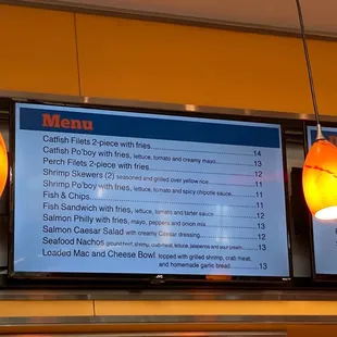 menus on the wall