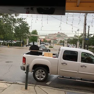 Across from racetrack gates
