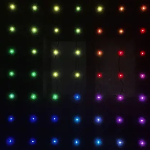 a wall of colored lights