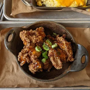 Fried chicken livers with pepper jelly