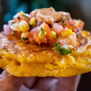 Corn fritters. Pico was fresh &amp; tasty. Aioli was a bit thick but ok.