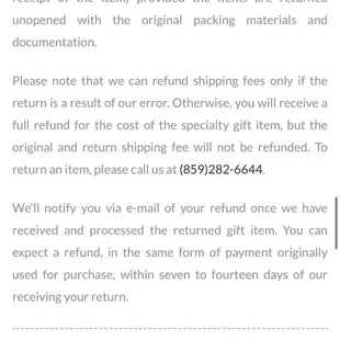 Refund policy from 5/9/2020