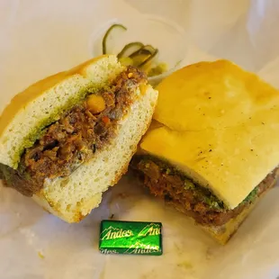 Lamb &amp; eggplant sandwich