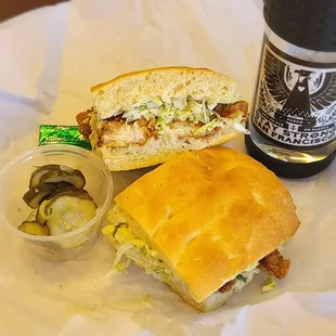 Fried chicken sandwich with a nice spicy bite. Andes mint !