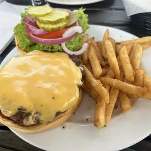 Burger with American cheese.