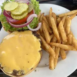 Burger with American cheese.