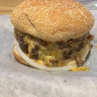 A juicy double cheeseburger
