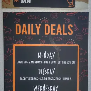 Daily specials