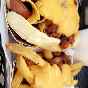 Crunch Chili Cheese Dog and chili cheese fries