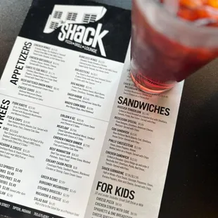 Menu with a glass of Sangria