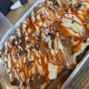 Detroit style Buffalo Chicken pizza