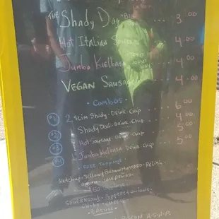 Menu - Try the Kielbasa "John's Way". Vegan dogs, too! :)