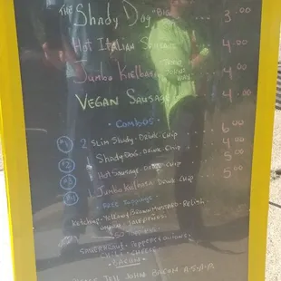 Menu - Try the Kielbasa "John's Way". Vegan dogs, too! :)
