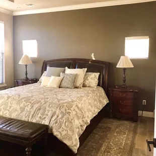 Client  needed something to hide these tiny windows in master bedroom.