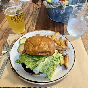 Black bean burger &amp; fries