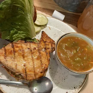 Tequila lime chicken with green chili soup