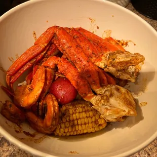 A. Shrimps with Head and Snow Crab Legs