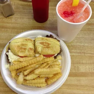 Signature food: Lotta Burger w/ everything on it and fries. Drink is a Pink Lady. It's a SunDrop soda w/ cherries. Must try!!!