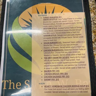 Lunch menu