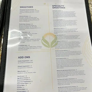 a menu on a table