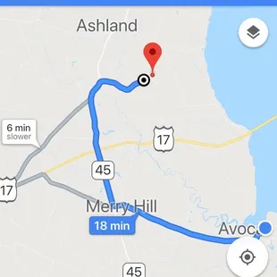 Red dot is where google takes you based on Yelp address. Only 9.9 miles out in middle to no cell service. See correct address in my post