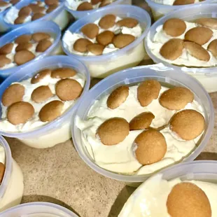 a variety of desserts in plastic containers