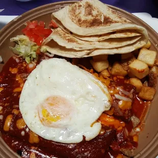 Breakfast Enchiladas with an egg