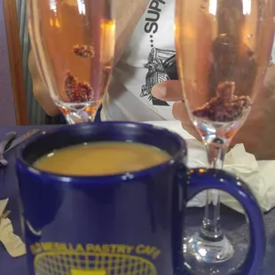 Coffee and cranberry mimosas..killer good!!
