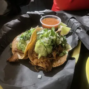 Carne Asada and Carnitas tacos