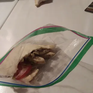 2nd half Chicken Pita, enough for lunch mañana!