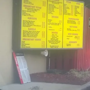 Drive thru menu
