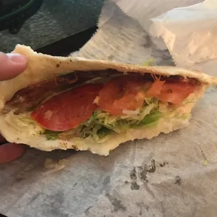 BLT on a pita, but lacking in the bacon department. There was only 2 pieces.