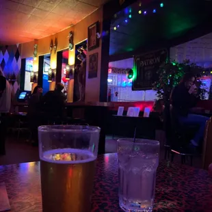 a pint of beer on a table