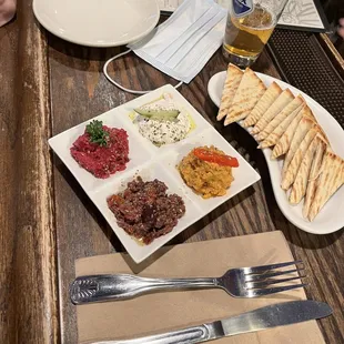 a table with a variety of food items