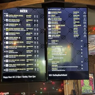 Beer menu