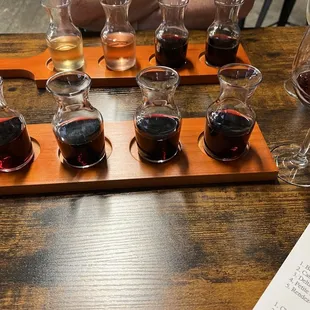 Flight of reds in front. Flight of white and reds in the background.