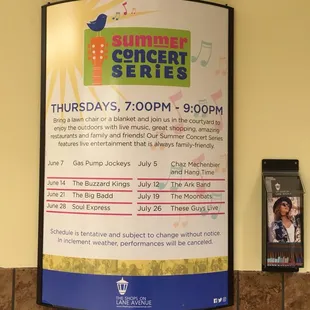 Summer 2018 concert lineup.