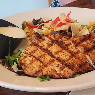 Chicken over a salad